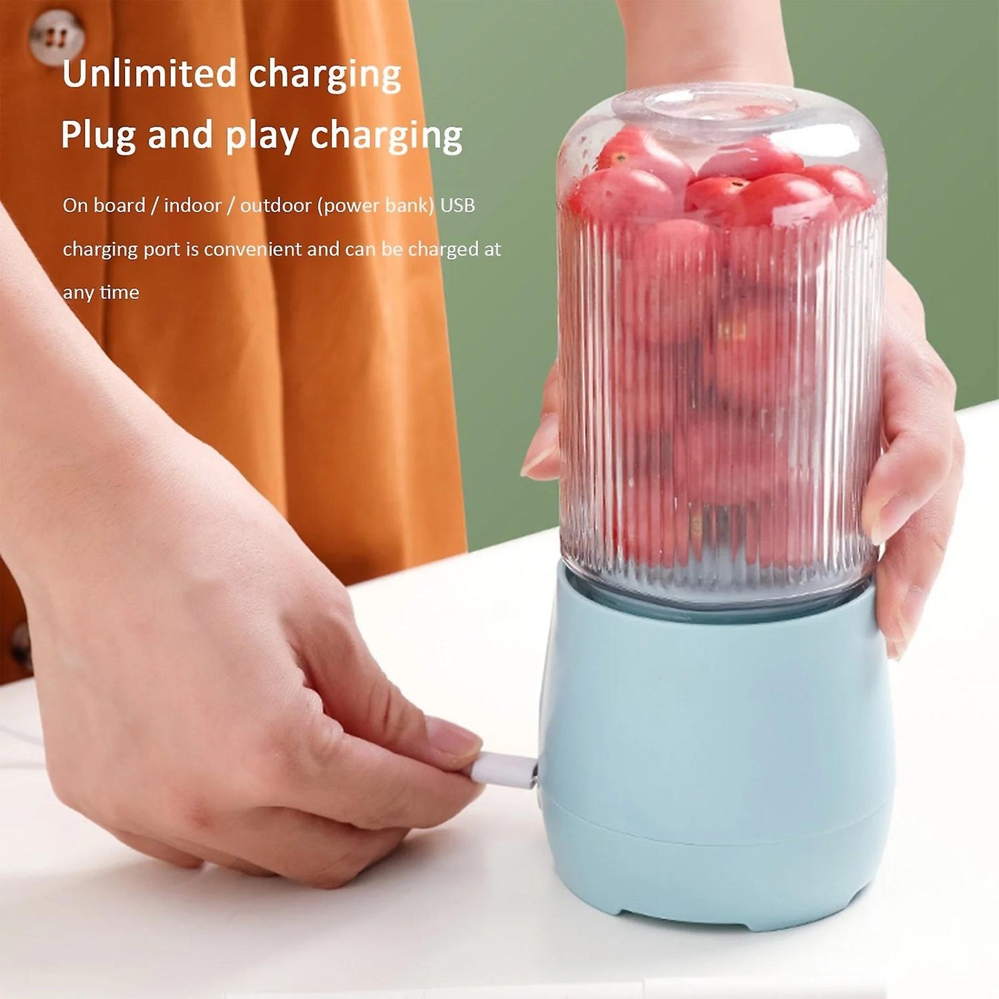 Portable Blender Juicer Cup Travel Blender Bottle with USB Charging