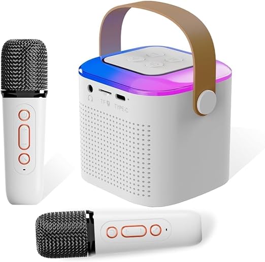 Portable Karaoke Machine with 2 Wireless Microphones