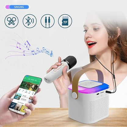 Portable Karaoke Machine with 2 Wireless Microphones