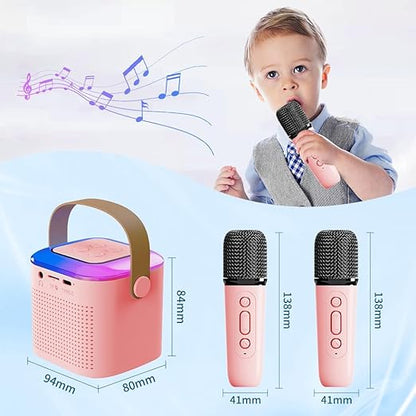 Portable Karaoke Machine with 2 Wireless Microphones